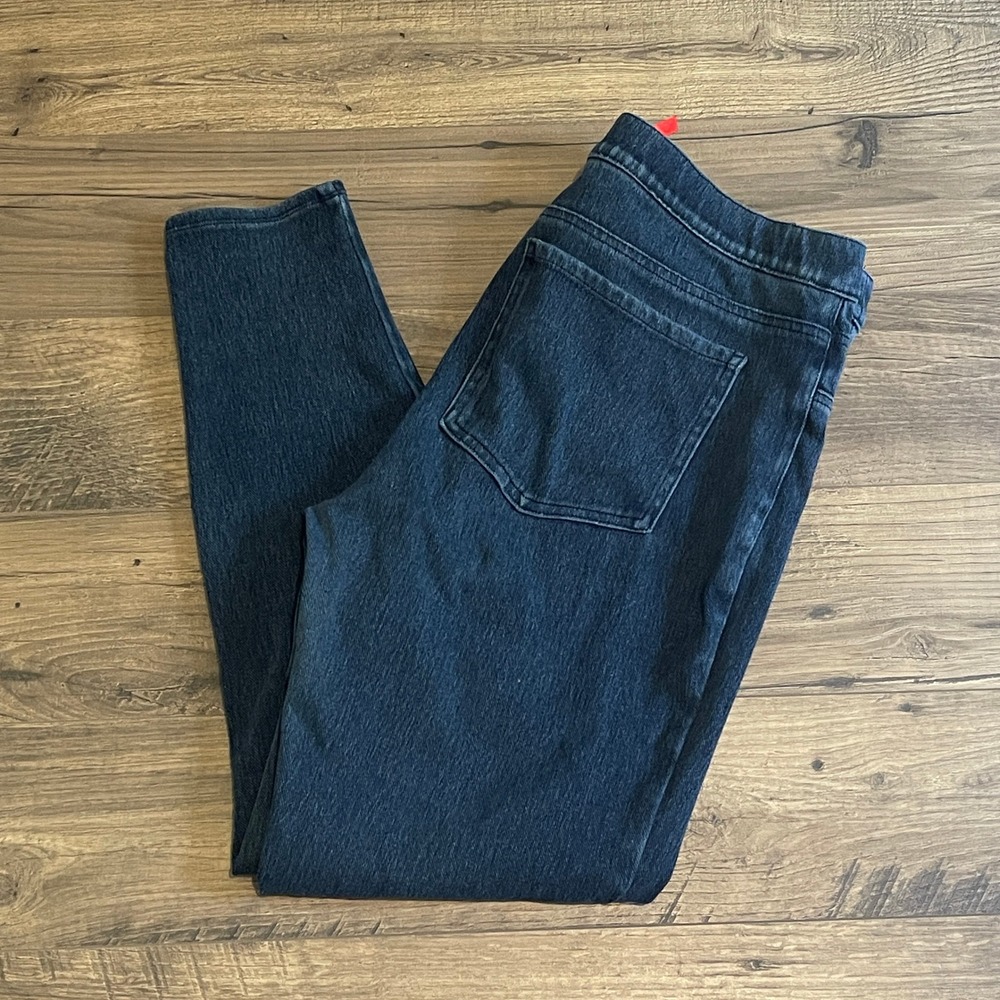 Spanx Jean-ish Dark Wash Indigo Denim Leggings Womens XL High Rise Pull On Slim